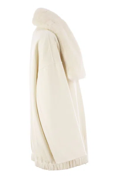 Fabiana Filippi Luxury Cashmere Caban With Mink Fur Collar