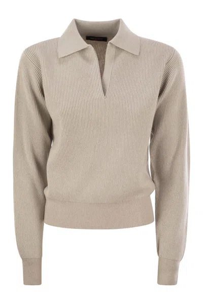 Fabiana Filippi V-neck Rib Trim Knit Polo Sweater