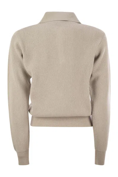 Fabiana Filippi V-neck Rib Trim Knit Polo Sweater