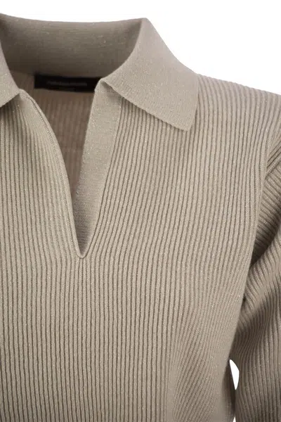 Fabiana Filippi V-neck Rib Trim Knit Polo Sweater