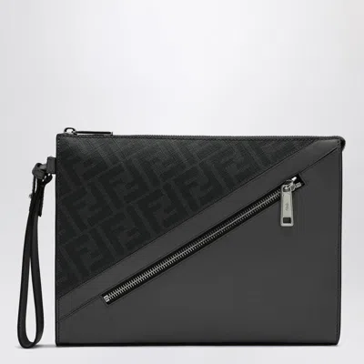 Fendi Diagonal Pouch In Grey Ff Canvas Men