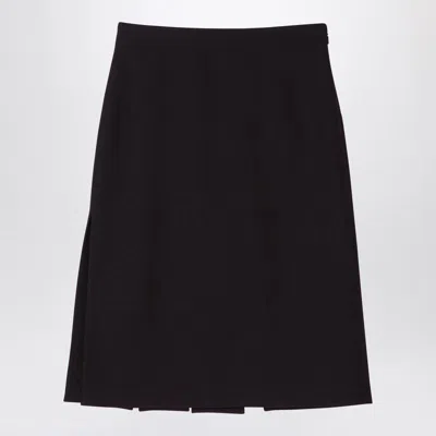 Fendi Burgundy Grain De Poudre Wool Skirt Women