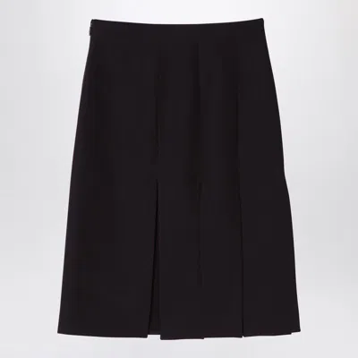 Fendi Burgundy Grain De Poudre Wool Skirt Women