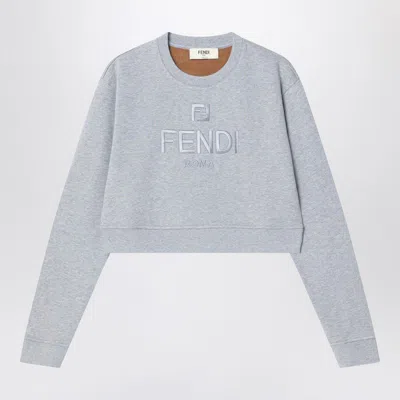 Fendi Grey Cropped Sweatshirt In Fleece Cotton Women