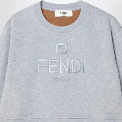 Fendi Grey Cropped Sweatshirt In Fleece Cotton Women