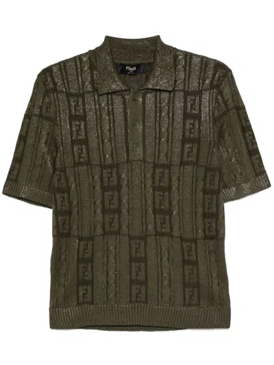 Fendi Ff Wool Blend Lurex Polo