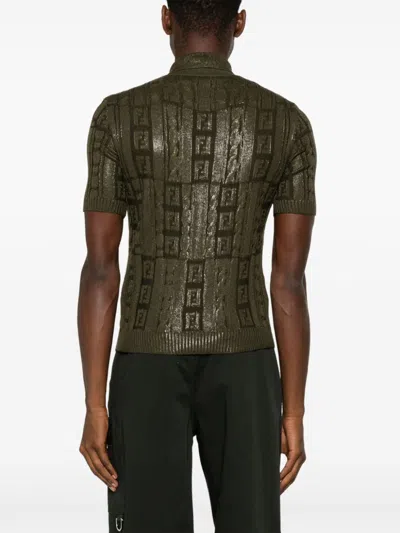 Fendi Ff Wool Blend Lurex Polo