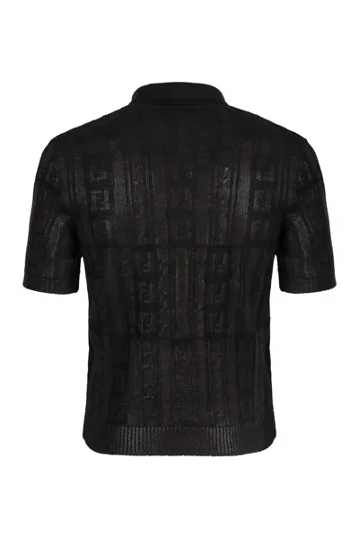 Fendi Black Wool Polo Shirt