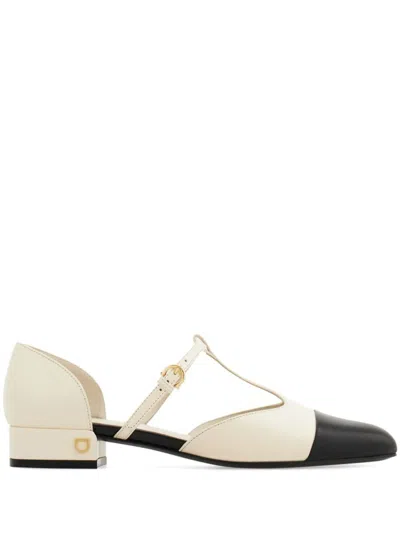 Ferragamo Linette Bicolor T-strap Ballerina Flats