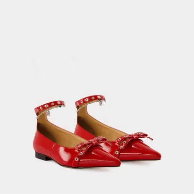 Ganni Jewel Ballerina In Red