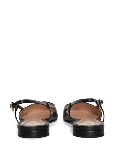 Gianvito Rossi Ascent 05 Leather Slingback Point-toe Flats In Black
