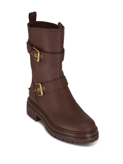 Gianvito Rossi Thiago Flair Buckled Textured-leather Boots
