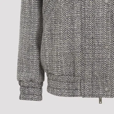 Golden Goose Wool Blend Herringbone Bomber Jacket