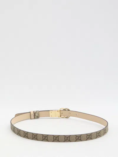 Gucci Gg Marmont Reversible Thin Belt In Animal Print