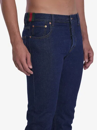 Gucci Mens Dark Blue Brand-embossed Mid-rise Straight-leg Jeans