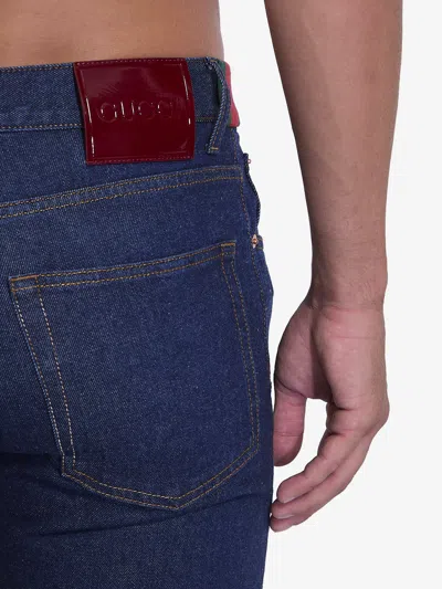 Gucci Mens Dark Blue Brand-embossed Mid-rise Straight-leg Jeans