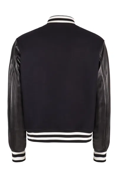Gucci Logo-patch Wool And Leather Varsity Jacket