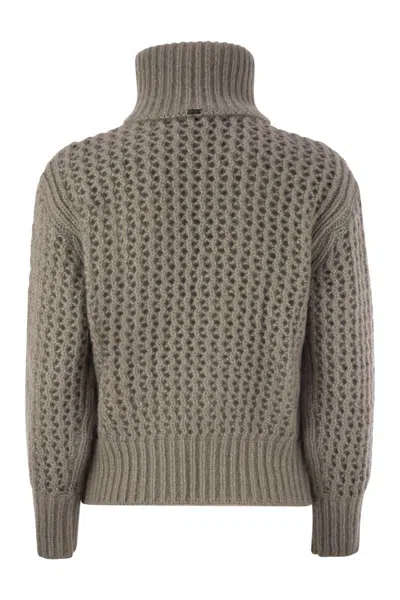 Herno Cardigan In Alpaca And Wool Yarn