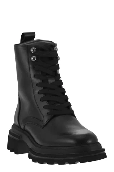Hogan 10-storey Leather Combat Boots