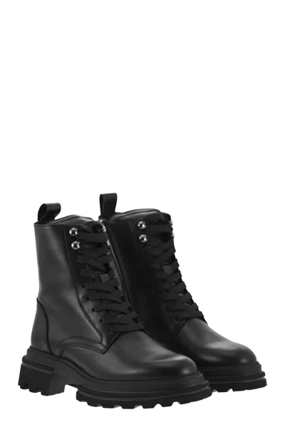 Hogan 10-storey Leather Combat Boots