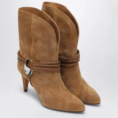 Shop Isabel Marant Low Cognac-coloured Suede Boot
