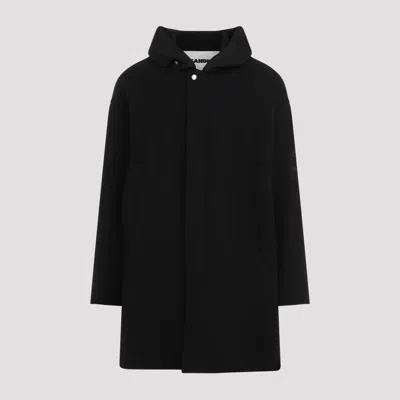 Jil Sander Black Virgin Wool Parka In Black