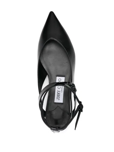 Jimmy Choo Black Leather Ballet Flats