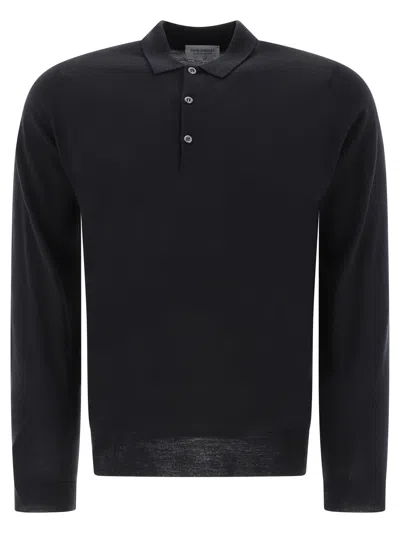 John Smedley Polo Shirt Ribbed Collar Cuffs Hem