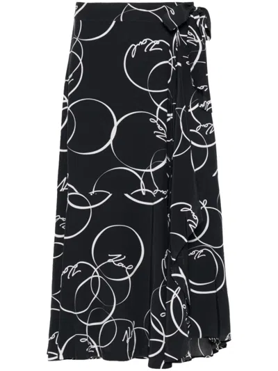 Karl Lagerfeld Circle Print Wrap Skirt