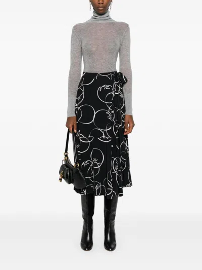 Karl Lagerfeld Circle Print Wrap Skirt