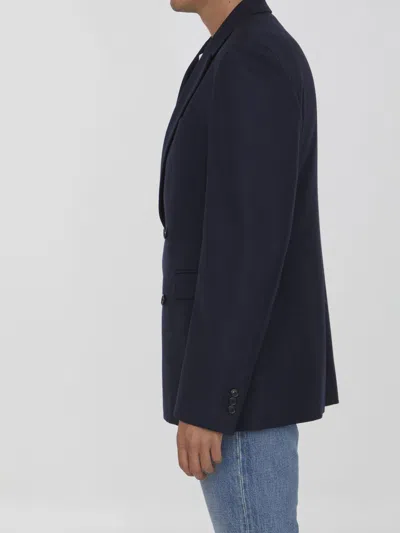 Loewe Navy Blue Double-breasted Jacket In Wool
