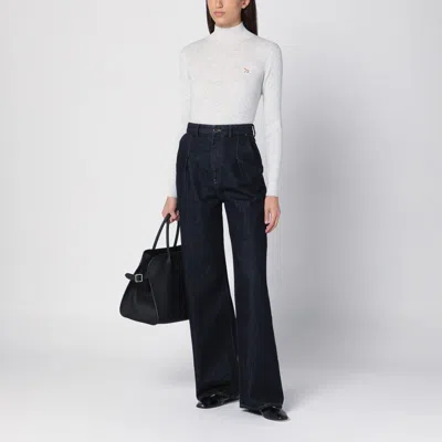 Maison Kitsuné Light Grey Wool And Cotton Turtleneck In Gray