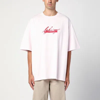Shop Martine Rose Light Pink Oversized T-shirt With Logo