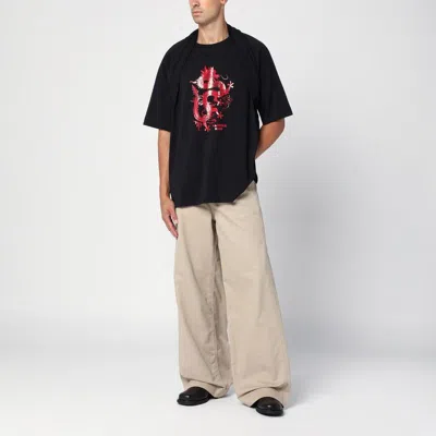 Martine Rose Oversized Black T-shirt Celebration With Print