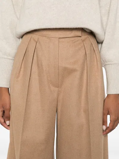 Max Mara Cream Wool Ninfa Wide-leg Pant
