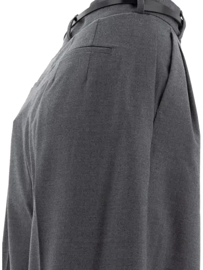 Sportmax Oversized Stretch Wool Trousers Grey