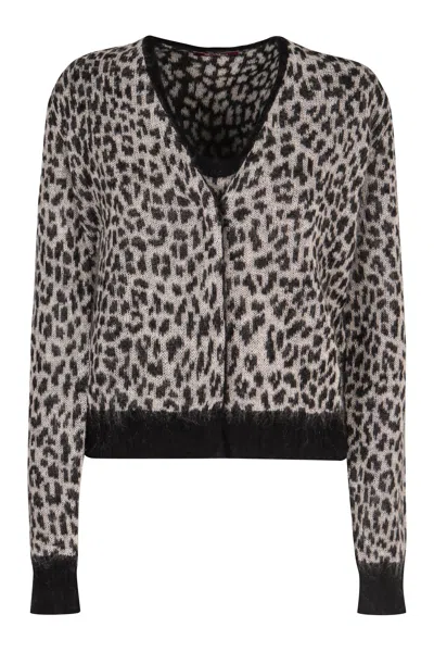 Max Mara Women's Jacquard Knit Cardigan With Leopard Motif