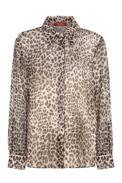 Max Mara Valzer Sheer Animal-print Shirt