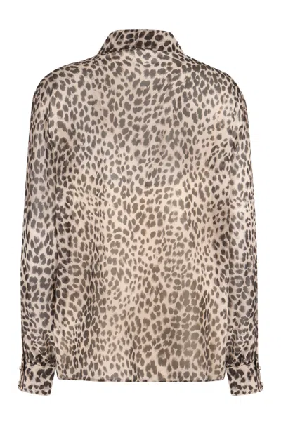 Max Mara Valzer Sheer Animal-print Shirt