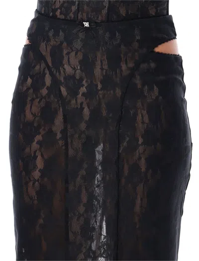 Misbhv Black Lace Cut Out Midi Skirt