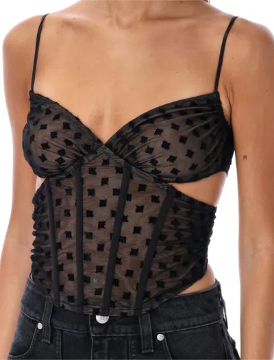 Misbhv Black Monogram Mesh Corset Top