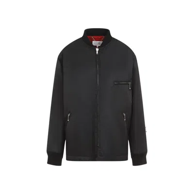 Mm6 Maison Margiela Black Stand-up Ribbed Collar Jacket