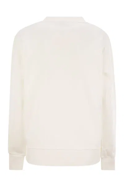Moncler Logo Sweatshirt With Crystals In White