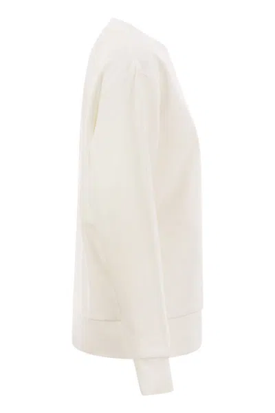 Moncler Logo Sweatshirt With Crystals In White