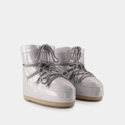 Moon Boot Icon Low Glitter Boots In Silver