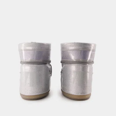 Moon Boot Icon Low Glitter Boots In Silver