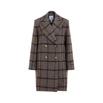Patou Grey Checkerboard Wool Soft Tailored Coat