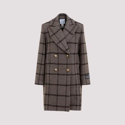 Patou Grey Checkerboard Wool Soft Tailored Coat