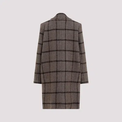 Patou Grey Checkerboard Wool Soft Tailored Coat