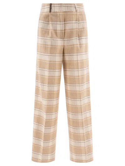 Shop Peserico Check Wool Trousers